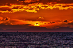 Red sky over the sea
