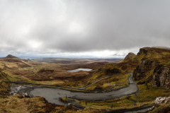 Aussicht vom Quiraing in die Staffin Bucht
